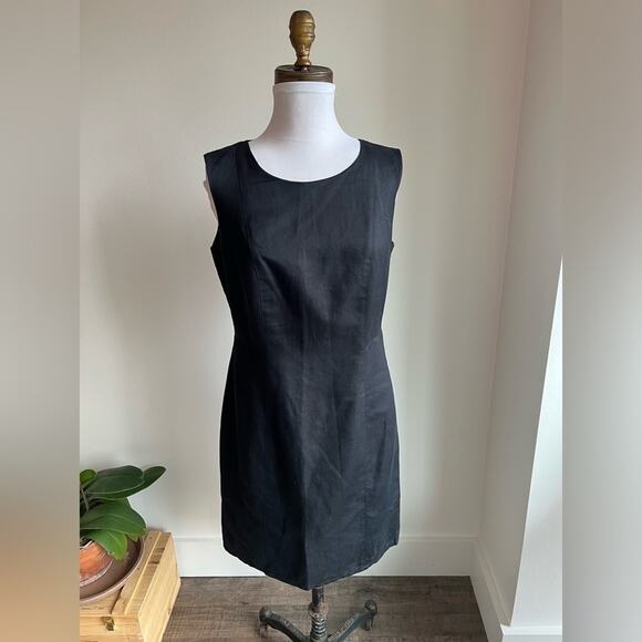 EMANUEL UNGARO BLACK LINNEN SLEEVELESS KNEE LENGTH DRESS SIZE 6 - Picture 1 of 5